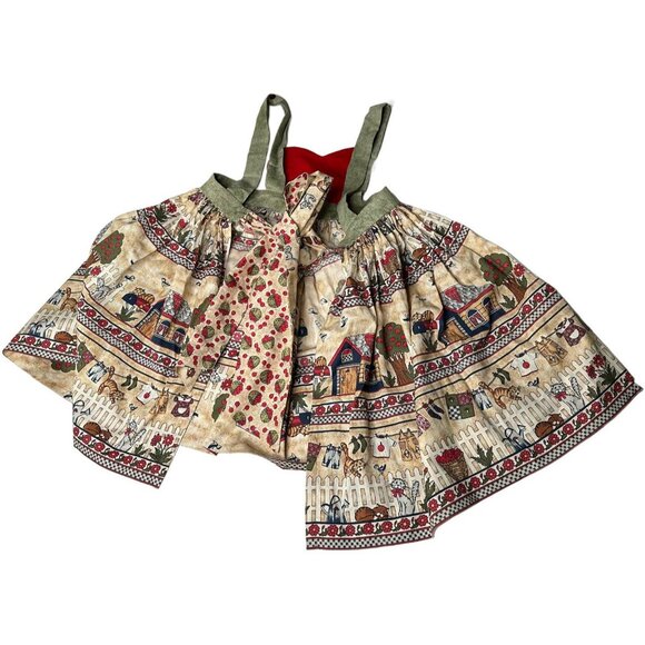 Vintage Cottagecore Heart Apron | 80s Folk Country XS-M - Picture 4 of 5